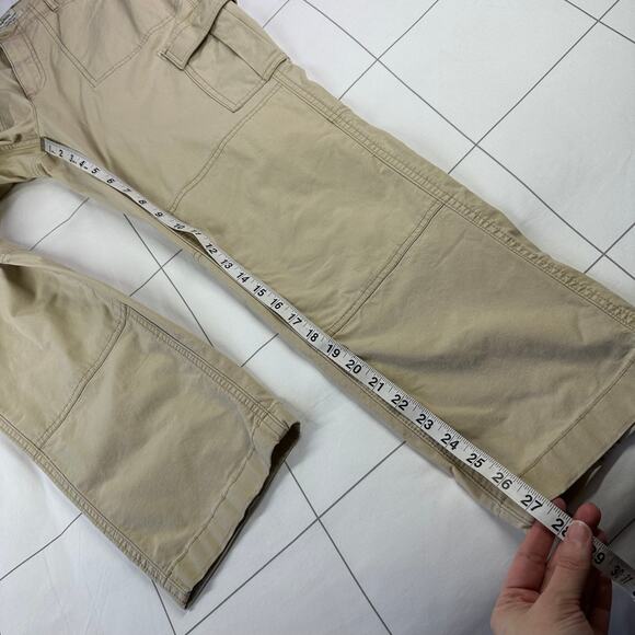 L.L.Bean Pants Womens 14 Petite Khaki Stretch Canvas Cargo Mid Rise Straight Leg - Picture 9 of 11